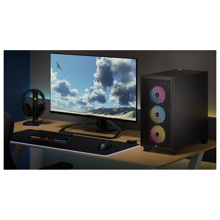 Boîtier PC - CORSAIR - 3000D RGB AIRFLOW - ATX Moyen-tour - 3 ventilateurs AR120 RGB - Noir Boîtier PC - CORSAIR - 3000D RGB AIRFLOW - ATX Moyen-tour - 3 ventilateurs AR120 RGB - Noir