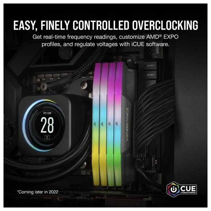 Mémoire RAM - CORSAIR - Vengeance RGB DDR5 RAM 32Go (2x16Go) 6000MHz CL36 AMD Expo Compatible iCUE - Gris (CMH32GX5M2E6000Z36) Mémoire RAM - CORSAIR - Vengeance RGB DDR5 RAM 32Go (2x16Go) 6000MHz CL36 AMD Expo Compatible iCUE - Gris (CMH32GX5M2E6000Z36)