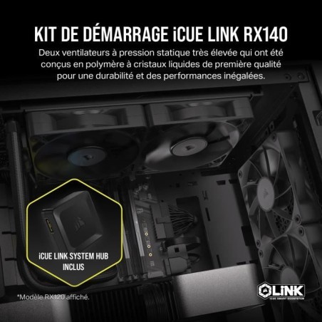 Refroidissement PC - CORSAIR - CO-9051012-WW - Kit de démarrage ventilateurs PWM 140 mm iCUE LINK RX140
