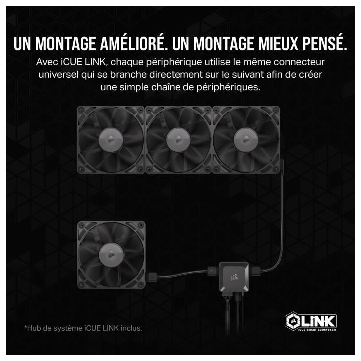 Refroidissement PC - CORSAIR - CO-9051012-WW - Kit de démarrage ventilateurs PWM 140 mm iCUE LINK RX140 Refroidissement PC - CORSAIR - CO-9051012-WW - Kit de démarrage ventilateurs PWM 140 mm iCUE LINK RX140