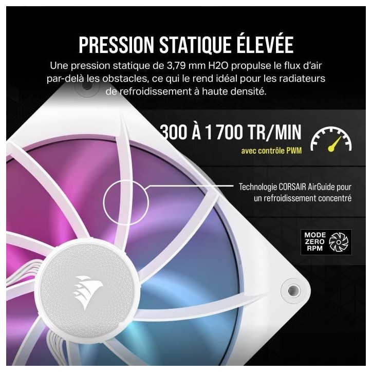 Refroidissement PC - CORSAIR - CO-9051023-WW - Kit d'extension ventilateurs PWM iCUE LINK RX140 RGB 140 mm White Refroidissement PC - CORSAIR - CO-9051023-WW - Kit d'extension ventilateurs PWM iCUE LINK RX140 RGB 140 mm White