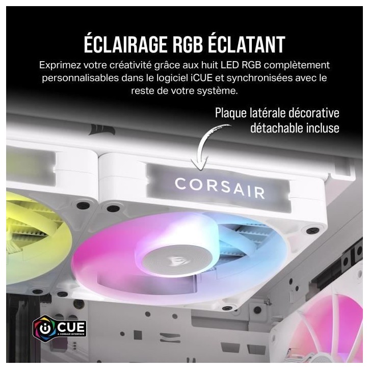 Refroidissement PC - CORSAIR - CO-9051023-WW - Kit d'extension ventilateurs PWM iCUE LINK RX140 RGB 140 mm White Refroidissement PC - CORSAIR - CO-9051023-WW - Kit d'extension ventilateurs PWM iCUE LINK RX140 RGB 140 mm White