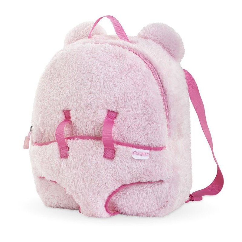 Sac a dos porte-poupon - COROLLE - Peluche rose pour poupon 30 cm - De