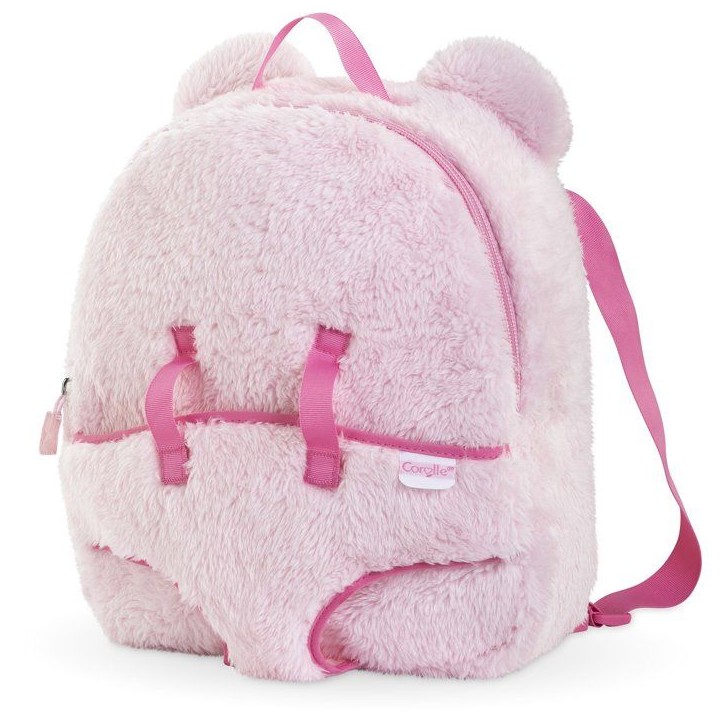 Sac a dos porte-poupon - COROLLE - Peluche rose pour poupon 30 cm - Des 3 ans Sac a dos porte-poupon - COROLLE - Peluche rose pour poupon 30 cm - Des 3 ans