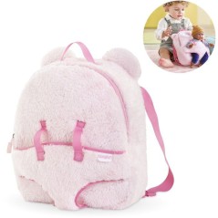 Sac a dos porte-poupon - COROLLE - Peluche rose pour poupon 30 cm - De