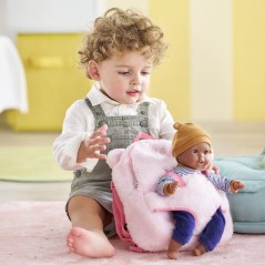 Sac a dos porte-poupon - COROLLE - Peluche rose pour poupon 30 cm - De