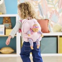 Sac a dos porte-poupon - COROLLE - Peluche rose pour poupon 30 cm - De