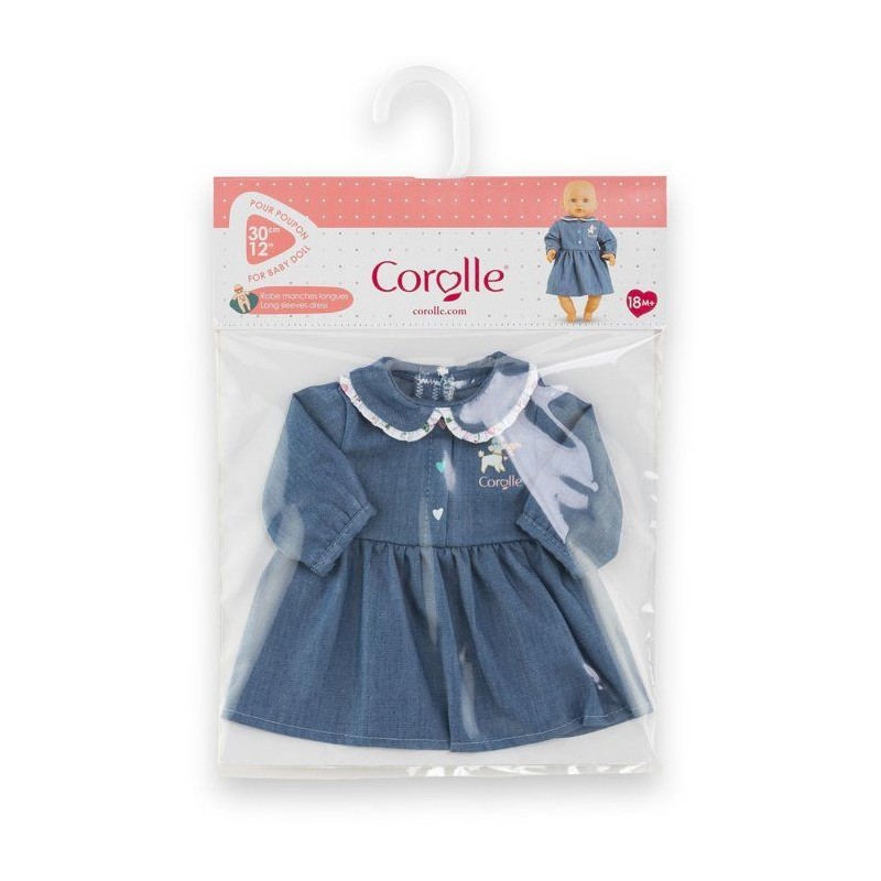 Robe Week-end a Paris - Corolle - 30 cm - Imitation denim - Col claudi
