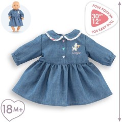 Robe Week-end a Paris - Corolle - 30 cm - Imitation denim - Col claudi