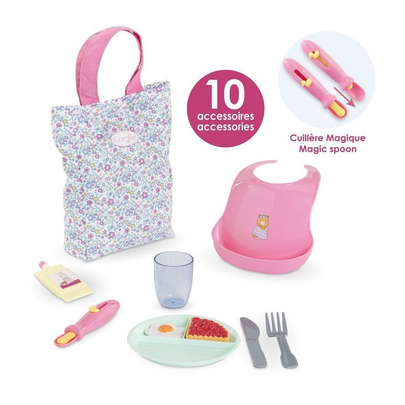 Grand coffret repas - COROLLE - Floral - Pour poupon 36/42 cm - Des 24