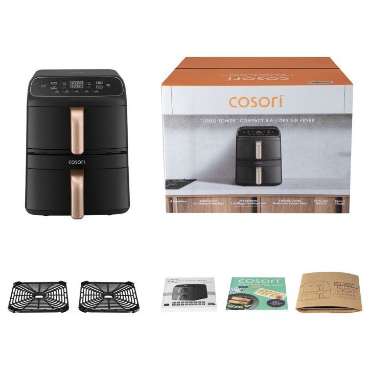 Friteuse sans huile COSORI - Turbo Tower Pro Smart Compact - Capacité 8,6L - 5 programmes - 2630W - Noir Friteuse sans huile COSORI - Turbo Tower Pro Smart Compact - Capacité 8,6L - 5 programmes - 2630W - Noir