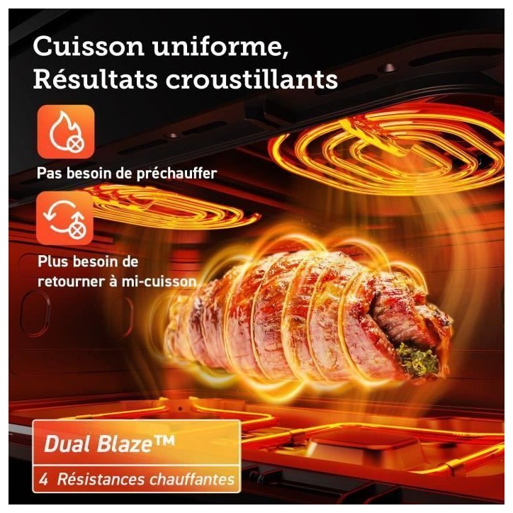 Friteuse sans huile COSORI - Dual Blaze Twinfry Chef Edition - Capacité 10L - 6 programmes - 2800W - Noir