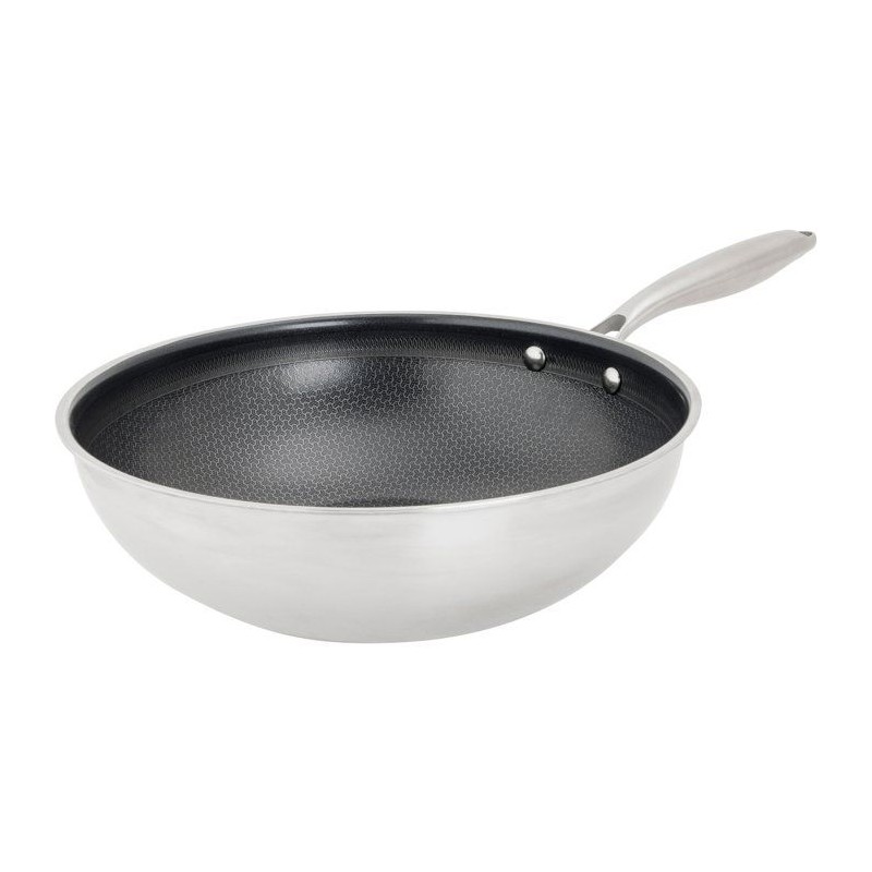 Wok - COSY & TRENDY - HEXAPRO - Acier inoxydable - Ø24 cm - Anti-adh