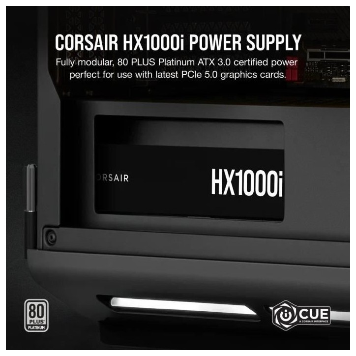 Alimentation PC - CORSAIR - iCUE LINK HX1000i SHIFT - 1000 Watt - Cybenetics Platinum - Fully Modular Alimentation PC - CORSAIR - iCUE LINK HX1000i SHIFT - 1000 Watt - Cybenetics Platinum - Fully Modular