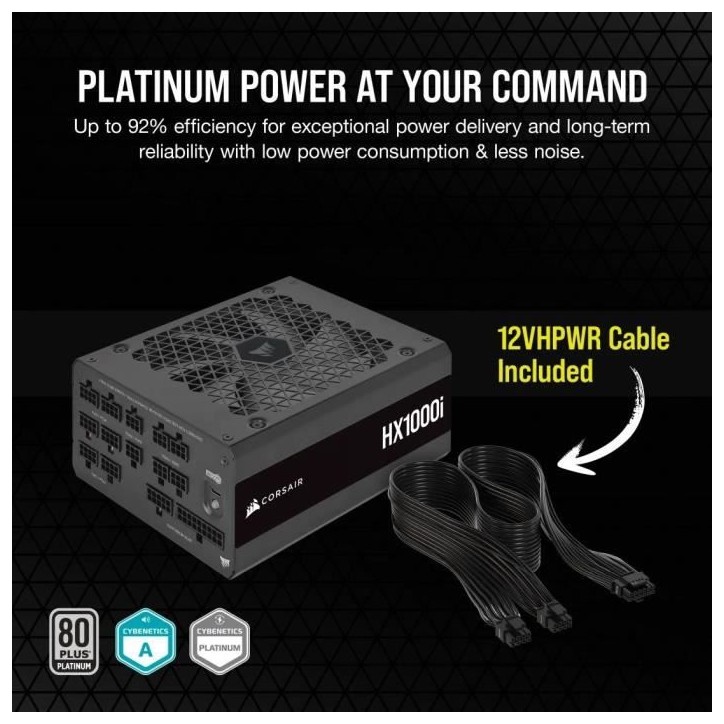 Alimentation PC - CORSAIR - iCUE LINK HX1000i SHIFT - 1000 Watt - Cybenetics Platinum - Fully Modular Alimentation PC - CORSAIR - iCUE LINK HX1000i SHIFT - 1000 Watt - Cybenetics Platinum - Fully Modular