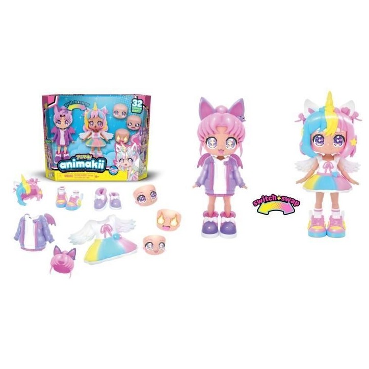 Poupée Personalisable - BANDAI - Animakii - HEA26348 - Licorne et Chauve Souris