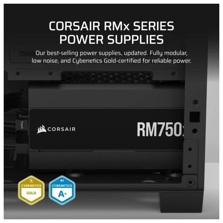Alimentation PC - CORSAIR - RM750x Shift - 750 Watt - ATX 3.1 - PCIe 5.1 - Cybenetics GOLD Certified - Shifted Modular PSU Alimentation PC - CORSAIR - RM750x Shift - 750 Watt - ATX 3.1 - PCIe 5.1 - Cybenetics GOLD Certified - Shifted Modular PSU