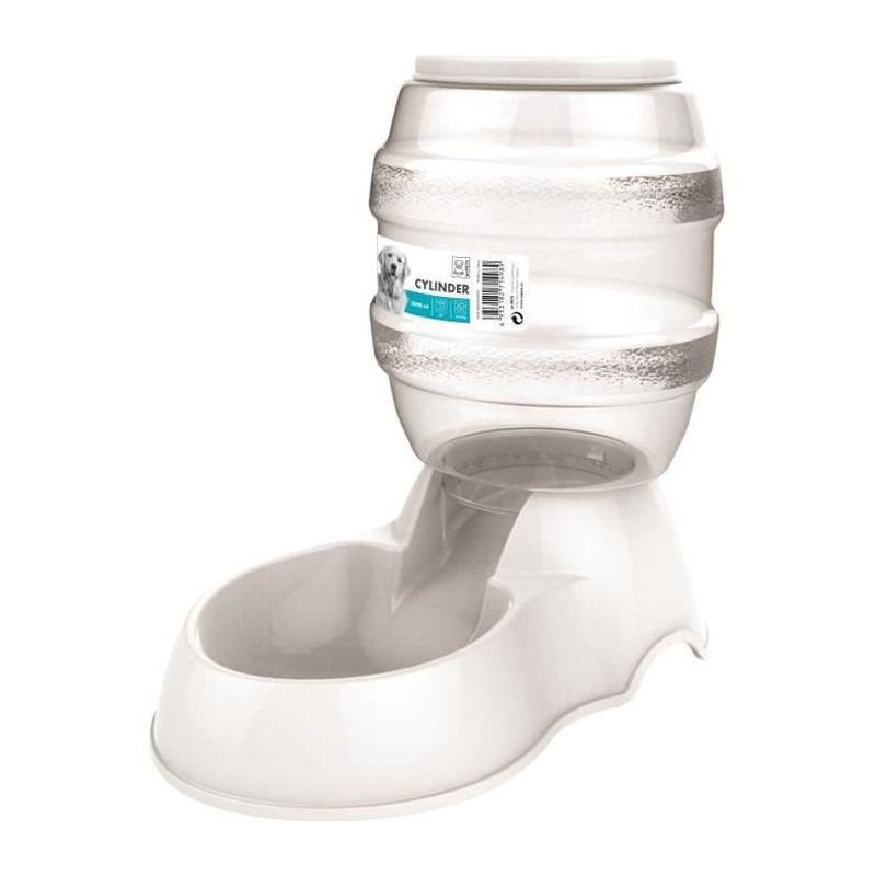 M-PETS Distributeur de croquettes Cylinder - 3500ml - Blanc - Pour chi