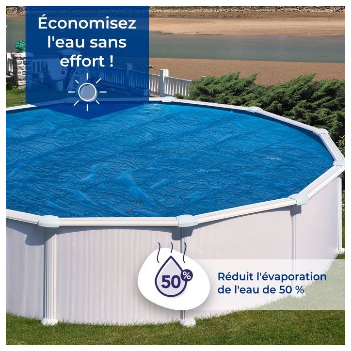 Bâche été a bulles - GRE - 180 µ - Piscine 8,10 x 4,70 m - Pour piscine acier/résine, tubulaire ou auto portante Bâche été a bulles - GRE - 180 µ - Piscine 8,10 x 4,70 m - Pour piscine acier/résine, tubulaire ou auto portante