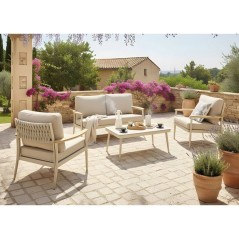 Salon bas de jardin - Proloisirs - Manon - Creme - Set 4 pieces (Canap