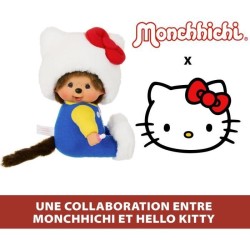 Peluche - BANDAI - Monchhichi - SE205035 - Hello Kitty Assis - 20 cm