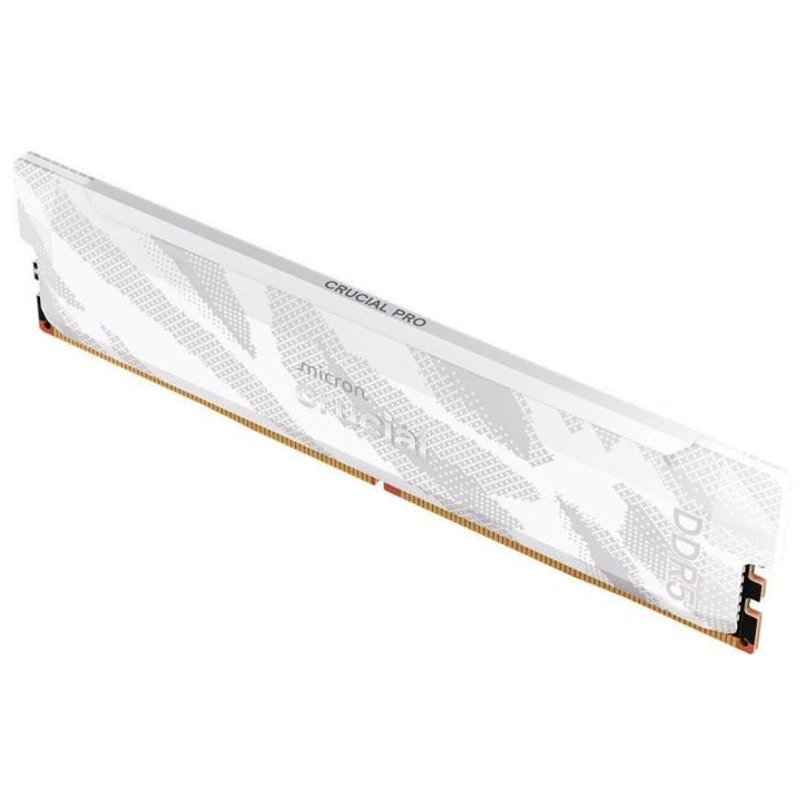 Mémoire gamer - CRUCIAL Pro OC - CP16G64C32U5W - 16 Go DDR5-6400 UDIMM - CL32 avec dissipateur thermique - Blanc Mémoire gamer - CRUCIAL Pro OC - CP16G64C32U5W - 16 Go DDR5-6400 UDIMM - CL32 avec dissipateur thermique - Blanc