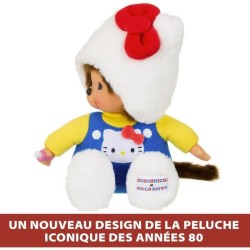 Peluche - BANDAI - Monchhichi - SE205035 - Hello Kitty Assis - 20 cm