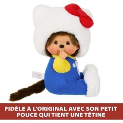 Peluche - BANDAI - Monchhichi - SE205035 - Hello Kitty Assis - 20 cm