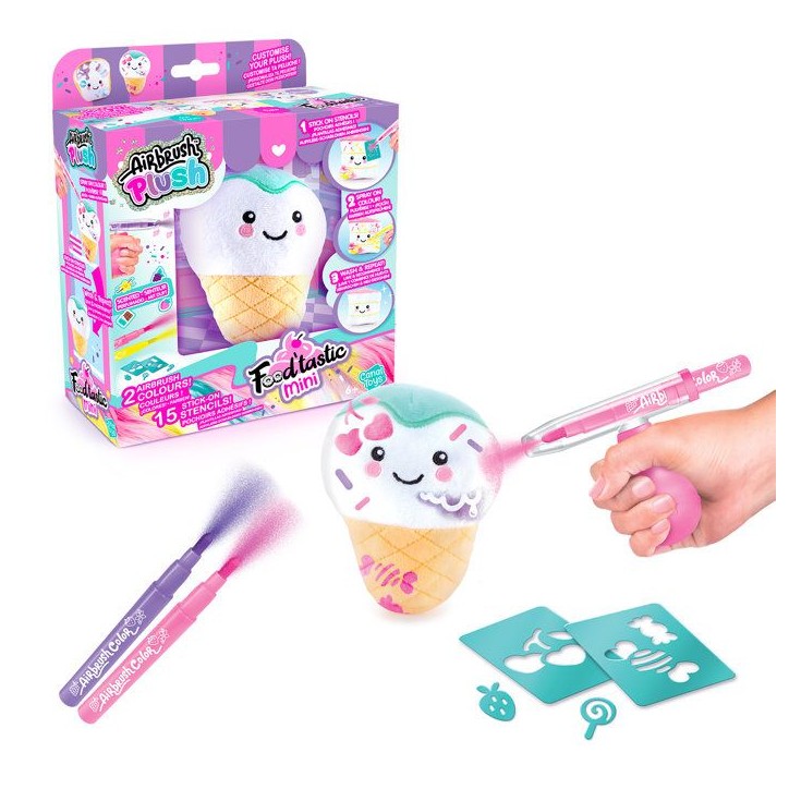 Canal Toys - Airbrush Plush - Mini peluche Food'tastic a décorer avec feutres parfumés et pochoirs - AIR 071 Canal Toys - Airbrush Plush - Mini peluche Food'tastic a décorer avec feutres parfumés et pochoirs - AIR 071