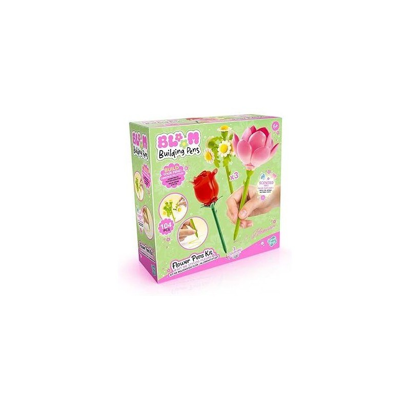 Stylo Fleur a Construire – Pack de 3 – Rose, Lotus et Marguerite -