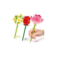Stylo Fleur a Construire – Pack de 3 – Rose, Lotus et Marguerite -