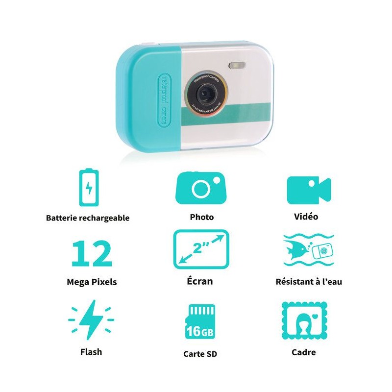 Appareil Photo Waterproof – Étanche jusqu'a 3 metres – Avec carte