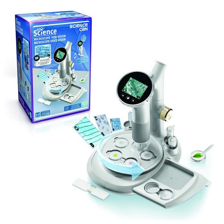 Canal Toys - So Science - Microscope vidéo Vision 1000 avec écran intégré, base rotative et capture photo/vidéo - COS 007 Canal Toys - So Science - Microscope vidéo Vision 1000 avec écran intégré, base rotative et capture photo/vidéo - COS 007