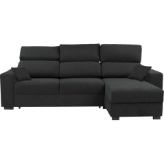 Canapé d'angle convertible réversible - 3 places - DANY - Tissu Gris - Coffre - 262 x 149 x 100 cm - CONFORTEAM