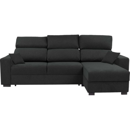Canapé d'angle convertible réversible - 3 places - DANY - Tissu Gris - Coffre - 262 x 149 x 100 cm - CONFORTEAM