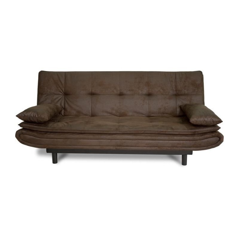 Banquette clic-clac DARIUS - Tissu Marron - L 194 x P 121 x H 83 cm -