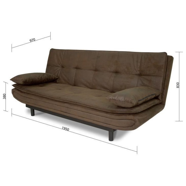 Banquette clic-clac DARIUS - Tissu Marron - L 194 x P 121 x H 83 cm - Fabriqué en Ukraine Banquette clic-clac DARIUS - Tissu Marron - L 194 x P 121 x H 83 cm - Fabriqué en Ukraine