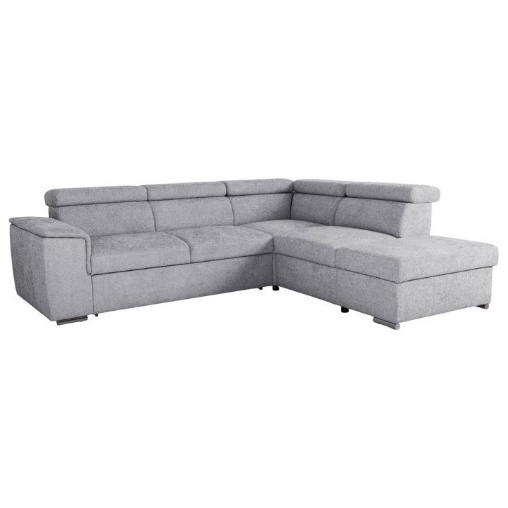 Canapé d'angle convertible réversible - 5 places - DAYTONA - Tissu Silver - Coffre - 260 x 216 x 94 cm Canapé d'angle convertible réversible - 5 places - DAYTONA - Tissu Silver - Coffre - 260 x 216 x 94 cm