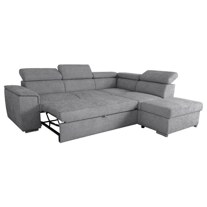 Canapé d'angle convertible réversible - 5 places - DAYTONA - Tissu Silver - Coffre - 260 x 216 x 94 cm Canapé d'angle convertible réversible - 5 places - DAYTONA - Tissu Silver - Coffre - 260 x 216 x 94 cm
