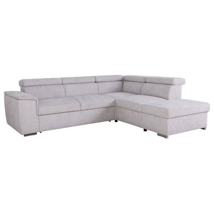 Canapé d'angle convertible réversible - 5 places - DAYTONA - Tissu Beige - Coffre - 260 x 216 x 94 cm