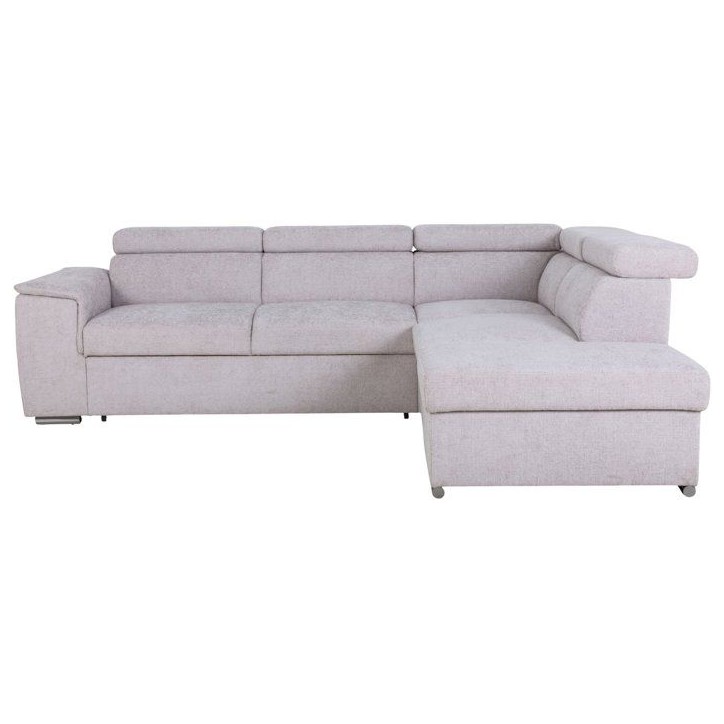 Canapé d'angle convertible réversible - 5 places - DAYTONA - Tissu Beige - Coffre - 260 x 216 x 94 cm