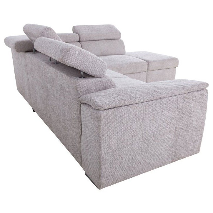 Canapé d'angle convertible réversible - 5 places - DAYTONA - Tissu Beige - Coffre - 260 x 216 x 94 cm