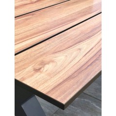 Table de jardin avec bancs - Gris anthracite - Aluminium et HPL effet
