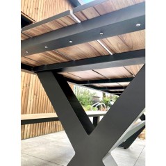Table de jardin avec bancs - Gris anthracite - Aluminium et HPL effet