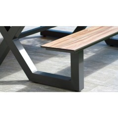 Table de jardin avec bancs - Gris anthracite - Aluminium et HPL effet