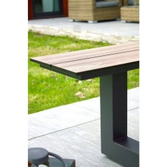 Table de jardin avec bancs - Gris anthracite - Aluminium et HPL effet
