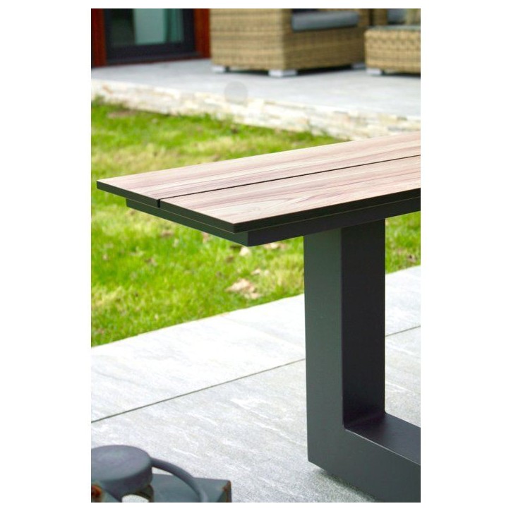 Table de jardin avec bancs - Gris anthracite - Aluminium et HPL effet bois - 210 x 174 cm - Vancouver Table de jardin avec bancs - Gris anthracite - Aluminium et HPL effet bois - 210 x 174 cm - Vancouver