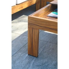 Salon de jardin d'angle - Marron - Aluminium effet bois - 5 places - M