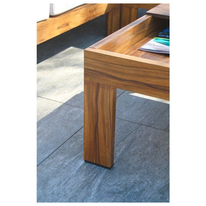 Salon de jardin d'angle - Marron - Aluminium effet bois - 5 places - Majorque