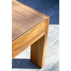 Salon de jardin d'angle - Marron - Aluminium effet bois - 5 places - M